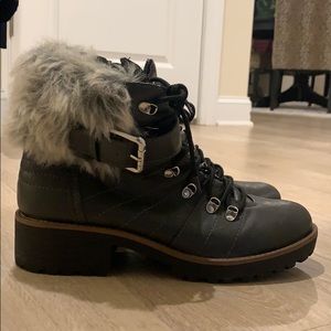 Faux fur booties, size 10